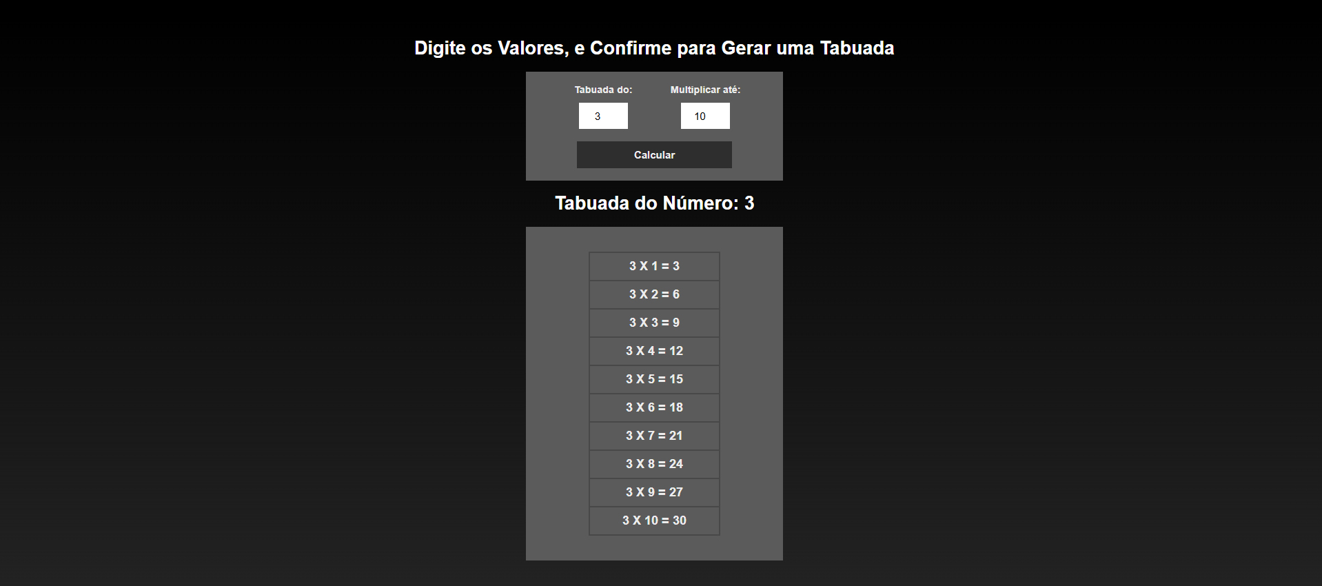 Tabuada JS